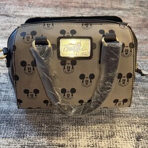Disney Brown and Black Mickey Mouse Mini Satchel with Gold Accent